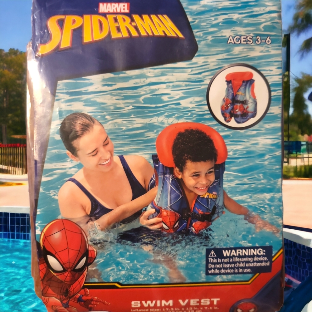 1 Marvel Spider-Man DC Comics Bestway Kid's Swim Vest Blow Up 3-6 Yrs